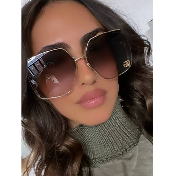 NEW Gucci GG0817S 006 Marmont Logo Oversized Gold Sunglasses main image 5